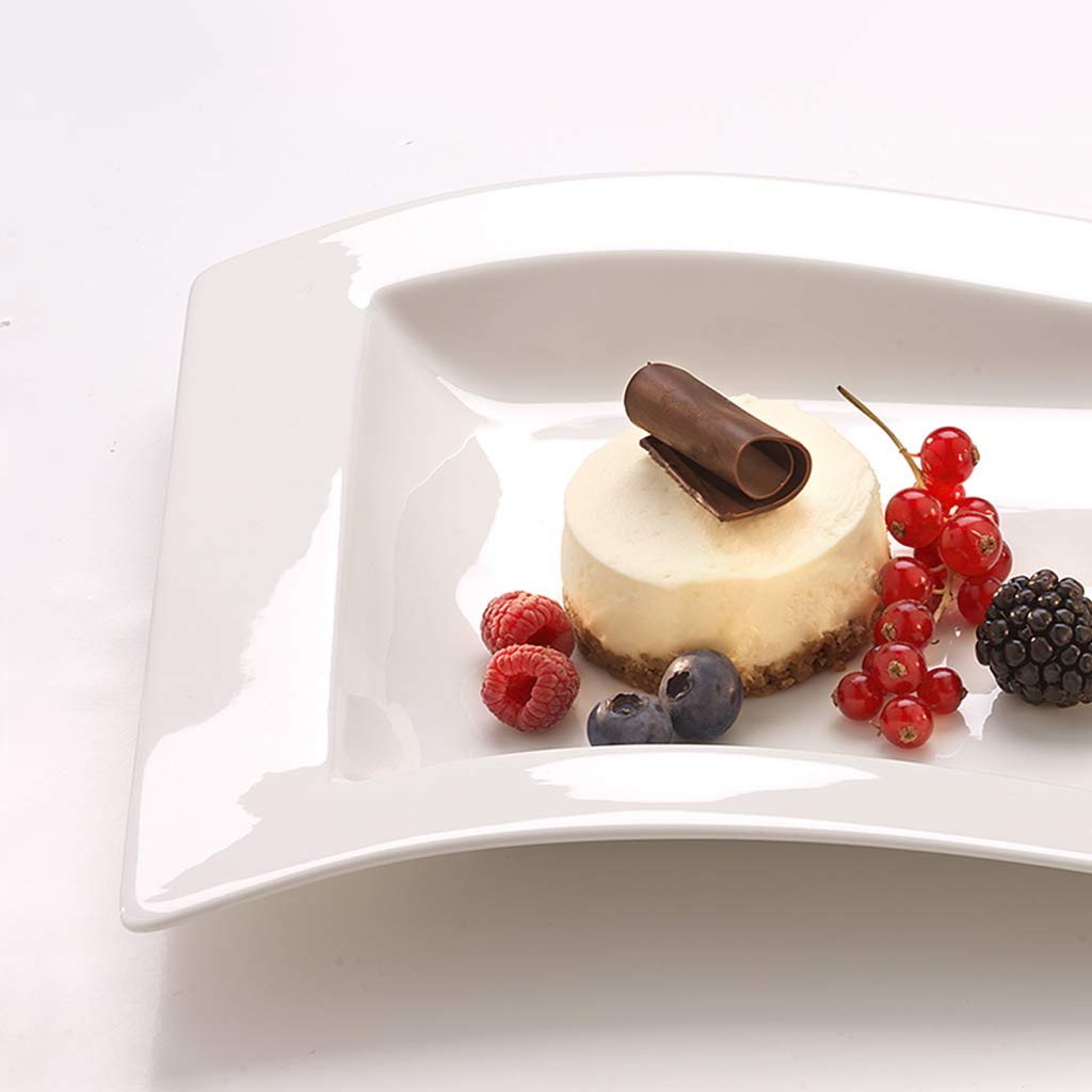 Villeroy & Boch Newwave prostokątny talerz śniadaniowy, biały, nadaje się do mycia w zmywarce, kuchenki mikrofalowej, talerze, ceramiczne, talerze obiadowe, naczynia, porcelana premium