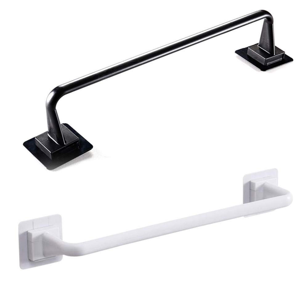 Toallero adhesivo para pared para baño y cocina, barra autoadhesiva (negro)