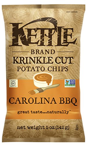 Image of Kettle Brand Krinkle Cut Potato Chips, Carolina BBQ, 5 Ounce (Pack of 15)