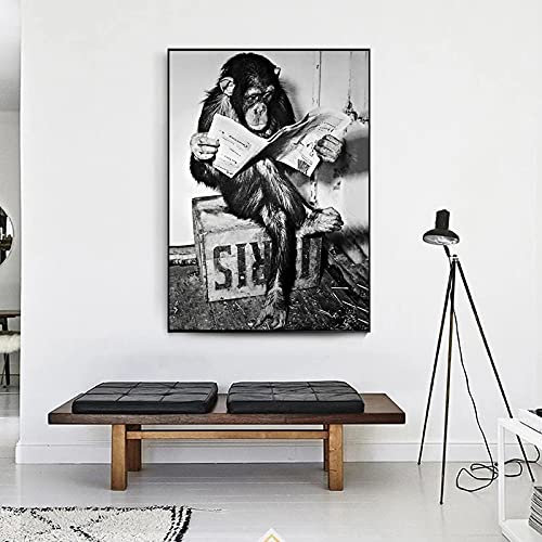 Affiches et impressions décoration murale singe noir blanc tableau 60x90 - 3