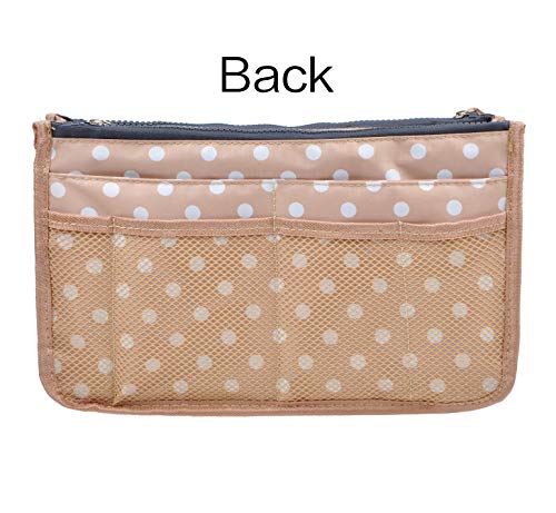 Vercord Updated Purse Handbag Organizer Insert Liner Bag In Bag 13 Pockets Beige Dot Small #TOP4