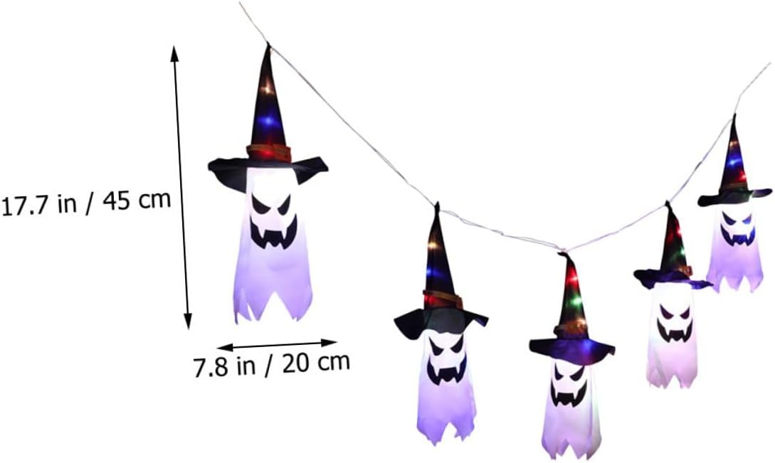Operitacx Halloween LED String Lights Ghost Curtain Decoration USB Powered Fabric Hanging Indoor Halloween Party Decorative String Lights for Bedroom and Home