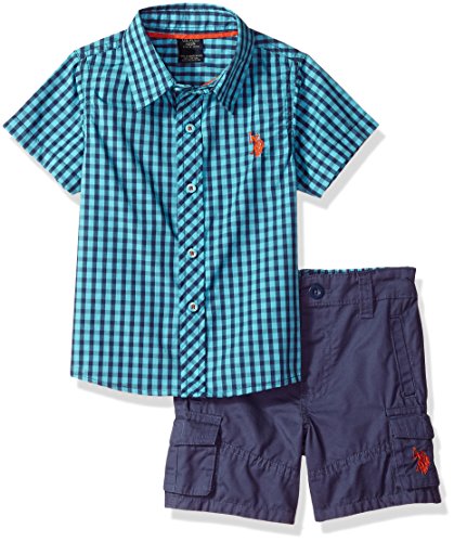 U.S. Polo Assn. boys Short Sleeve Woven Shirt and Short Set U.S. Polo Assn. boys Short Sleeve Woven Shirt and Short Set