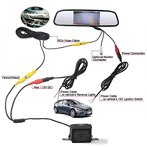 Dax 4.3 Pulgadas Color Sistema Cámara De Visión Nocturna Retrovisor Visión Trasera + Monitor TFT LCD Camara De Vision Trasera...