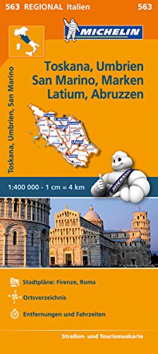 Michelin Toskana, Umbrien, San Marino, Marken, Latium, Abruzzen: Straßen- und Tourismuskarte 1:400.000 (MICHELIN Regionalkarten)
