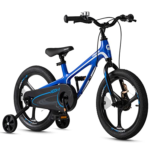 RoyalBaby Moon 5 Kids Bike 16 Inch Childrens Bicycle with 2 Handle Brake Training Wheels for Boys Girls Blue