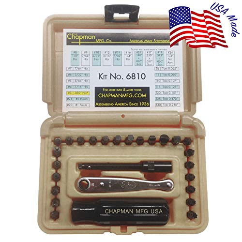 Chapman Mfg 6810Dt Standard +Star Screwdriver Set - 27 Pieces - Includes Standard Allen Hex, Star, Phillips & Slotted Bits, Complete Set Offers 24 Usa Made Insert Bits (Desert Tan Hard Case) #TOP1