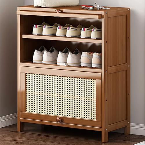 Armoire à chaussures grande capacité en bambou pour rangement couloir