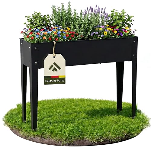 novaterra schmales Hochbeet aus Metall - langlebiger Pflanzkasten für Balkon & Terrasse | Rostbeständig platzsparend - Perfekt für Kräuter & Gemüse - B 100 cm x T 27 cm x H 80 cm