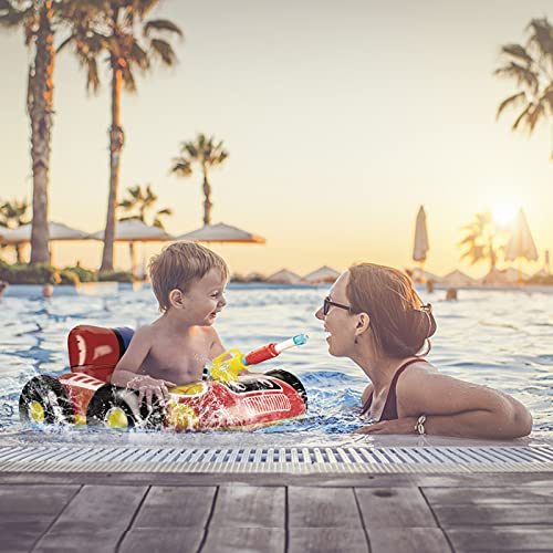 2 Pack Inflatable Kids Pool Float With Water Gun, Firetruck And Pirate Ship Pool Floats For Toddler, Blow Up Swimming Pool Toys For Toddlers, Fun Boat Shaped Ride-On Floaties For Boys Girls And Child #TOP3