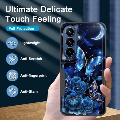 Vobber for Galaxy S26 Case,Heavy Duty Dual Layer Hybrid Hard PC Soft Rubber Shockproof Protective Rugged Bumper Case for Samsung Galaxy S26 6.3 Inch 2026,Butterfly Flower Moon - image 4