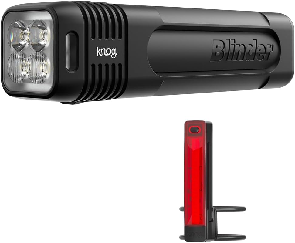 Knog Blinder 600 & Plus Rear Bike Headlight and Tail Light Set - Bright 600 Lumen Front Bike Light, 20 Lumen Rear, Long Runtime, USB Rechargeable, Waterproof, Easy Mount