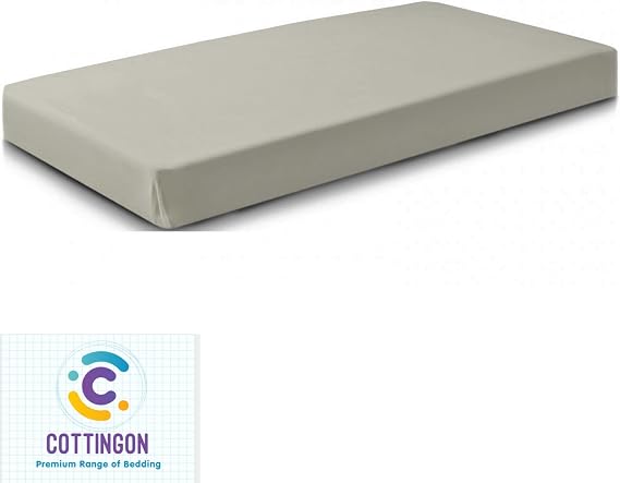 1 PC Cot Size 30 x 75 Fitted Sheet, 100% Egyptian Cotton, Abalone Grey