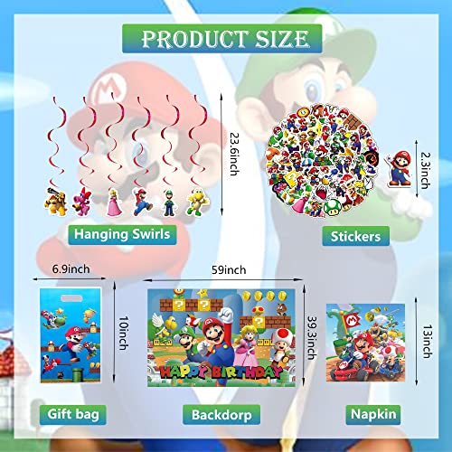 Super Bors Game Birthday Party Supplies For Boys Include Banner, Backdrop, Tablecover, Cake Topper, Plates, Balloons, Stickers, Game Theme Party Decorations For 2-9Th Kids #TOP6
