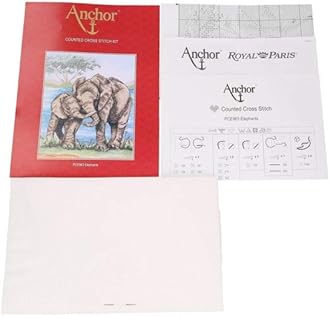 Anchor Counted Cross Stitch Kit: Essentials: Elephants, Multi-Colour, 23 x 18cm