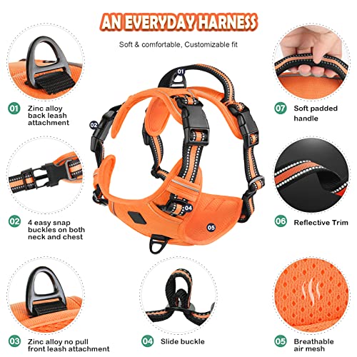 Hundegeschirr mit Zugentlastung, reflektierend, verstellbares Hundegeschirr, Entmutigung, Ziehen von Haustieren, langlebige Weste aus Nylon, Geschirr für mittelgroße und große Hunde