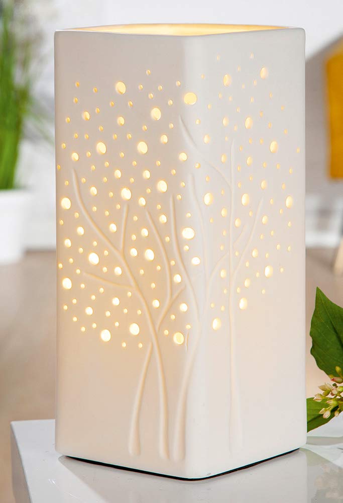GILDE Design Lampe - Tischlampe aus Porzellan - Deko Wohnzimmer - Höhe 27 cm