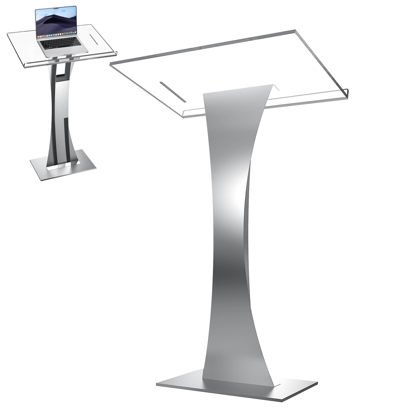 Afitdon Podium en acrylique avec fond stable et fente pour stylo, chaire d'église avec plateforme de lecture en acrylique de 10 mm d'épaisseur, support de podium pour église, conférence, mariage,