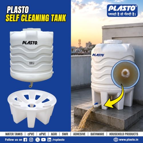 Image of Self Cleaning Water Tank 1000 L | Triple Layer Water Storage Tank | Food Grade Plastic Overhead Tank | UV Stabilized Durable Leak Resistant Tank for Home Residential Commercial Use
