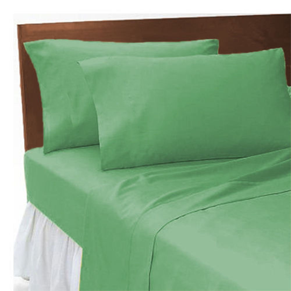 Goldstar Green Goldstar® Mint Double Flat Bed Sheet Polycotton Bedding Plain Dyed Bed Linen