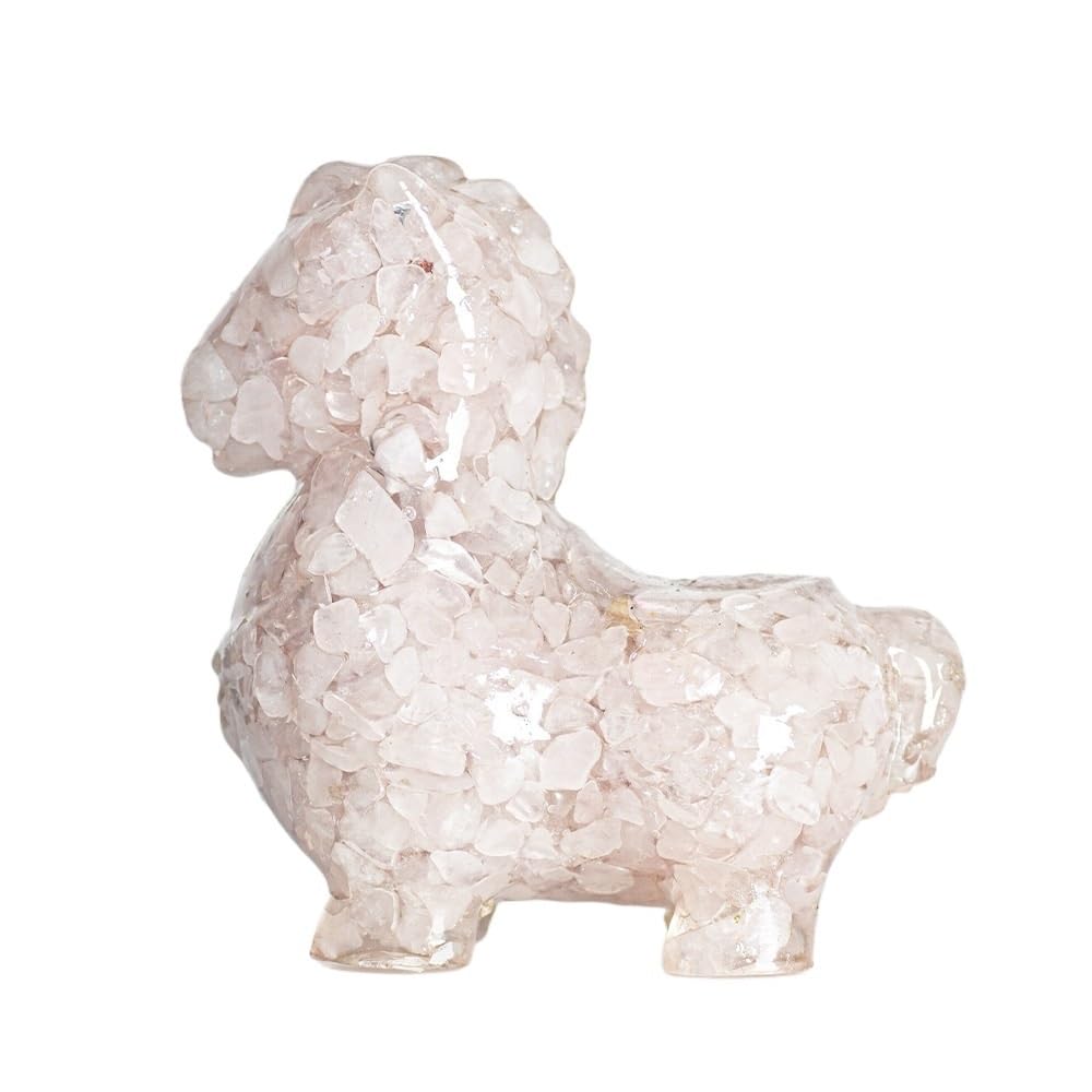 HUFFA Large Resin-Filled Natural Crystal Horse Figurine - Elegant Ceramic Desktop Decoration(Pinkcrystal)