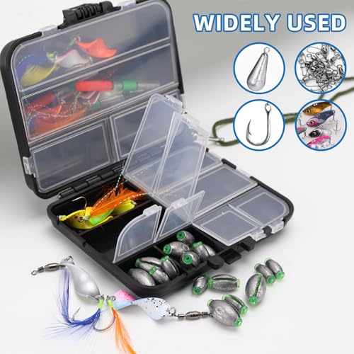 KOUHA 3 Stücke Köderbox Angeln Tackle Box Hardbait Doppelseitig Köderbox Angeln mit Handseil und Verstellbaren Einzelfächern - 2 Größen Angelbox Double Face Box Angelköder (3 Stücke)