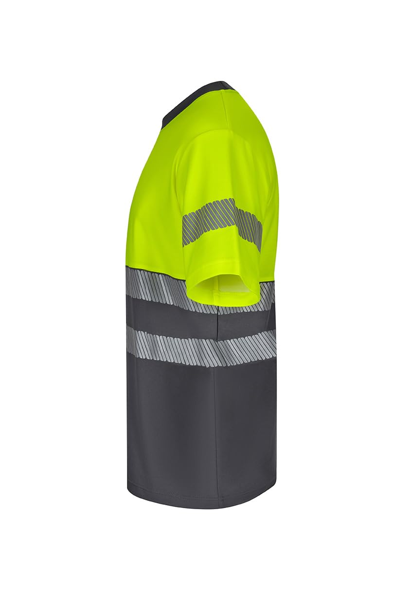 VELILLA 305509 Camiseta de Alta Visibilidad en Algodón, Bicolor y Manga Corta con Cinta Segmentada