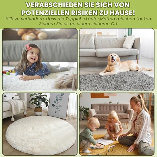 Nsickr Antirutsch Teppich Aufkleber für Hartholzböden Fliesen Neue Materialien zum Anti Curling. Wiederverwendbare Teppichbänder für doppelseitige Klebeteppich Ecken Greifer. (8, weiß)