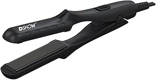 DSHOW 0.5 inch Mini Size Portable Ceramic Flat Iron Hair Straightener for Travel Dual Voltage, Black