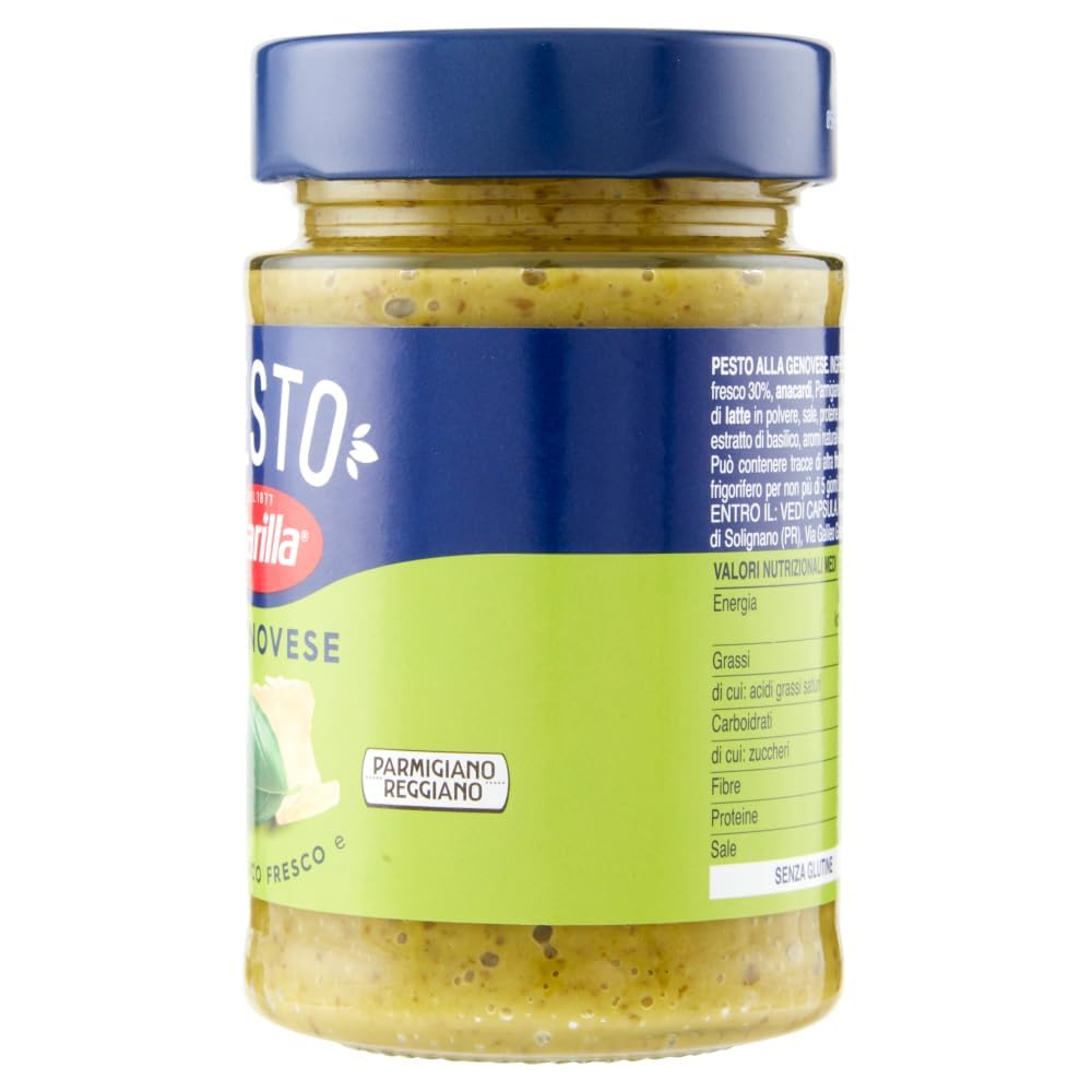 24x Barilla Pesto alla Genovese 190g | Glutenfreie Italienische Pasta-Sauce mit 100% italienischem Basilikum und Parmigiano Reggiano, Nudel-Soße + Beni Culinari Kostenloser Schlüsselanhänger