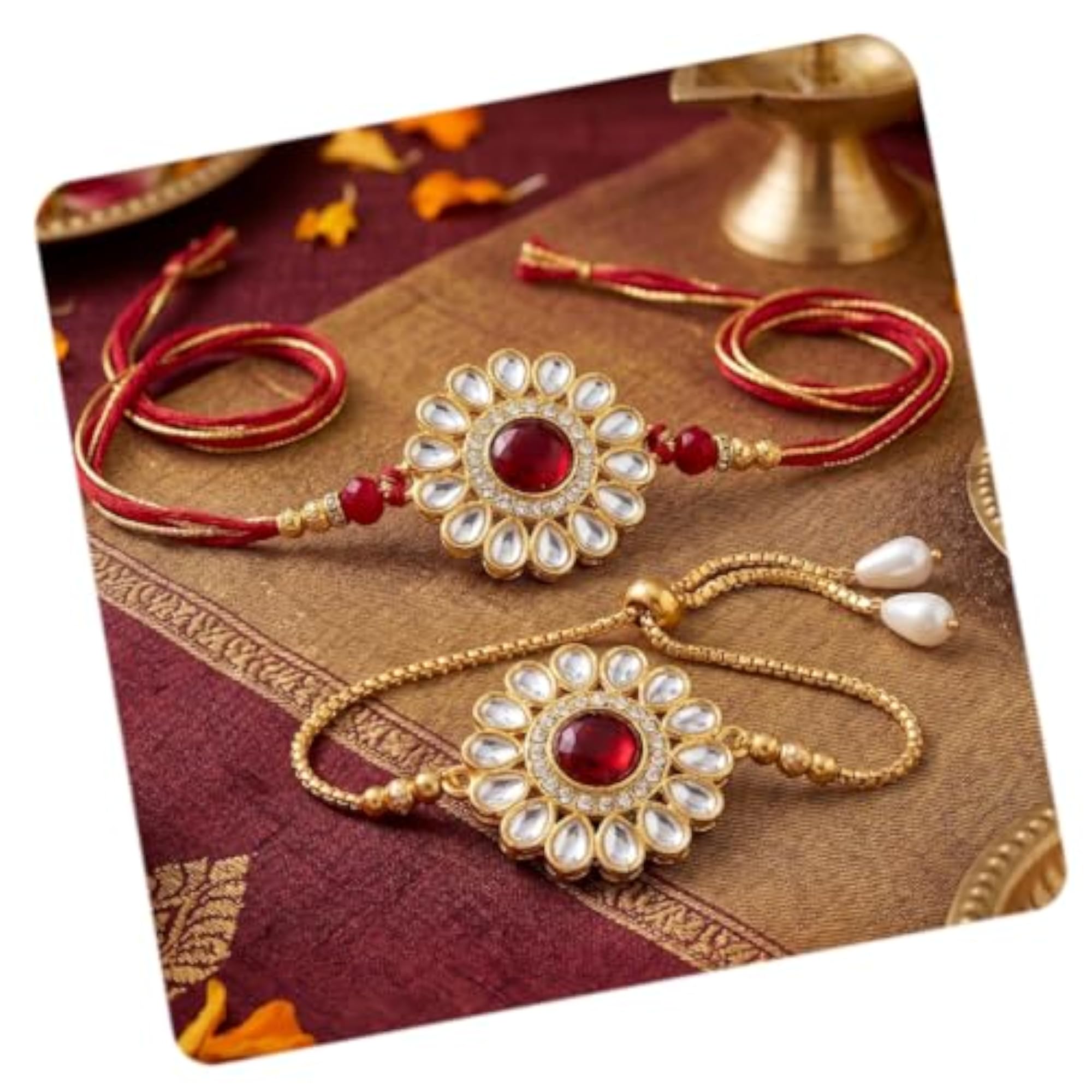Designer Rakhi Set for Brother and Bhabhi