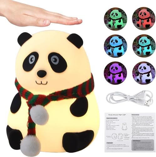 Lámpara de noche panda de silicona recargable con LED multicolor miniatura 5