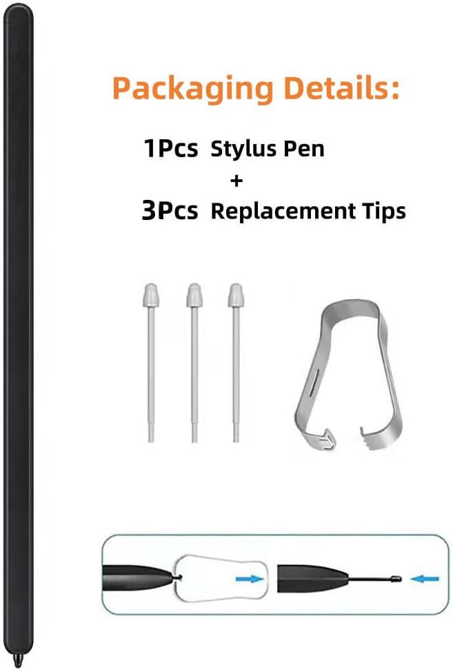 Z Fold 6 S Pen Fold Edition Replacement Compatible with Samsung Galaxy Z Fold 6 / Fold 5 Phone Only with 3 pcs Pen Tips (Black)