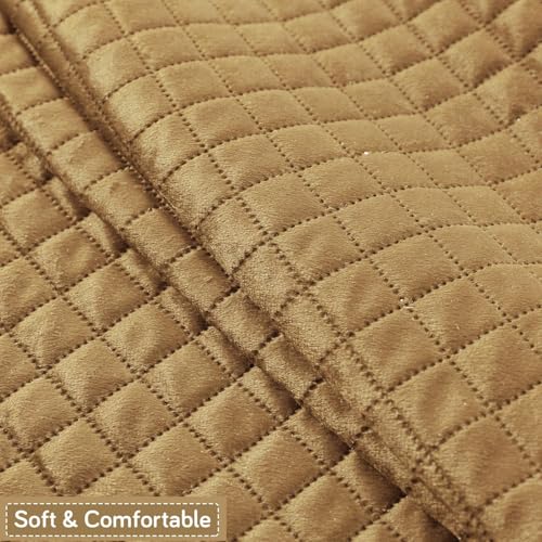 Image of HOKIPO Quilted Sofa Cover 5 Seater Set (3+1+1) - Sofa Cover for Seat & Back | 'Quilt Classic' Yellow (NEW-IN-927 * 2+925 * 4-YLW)