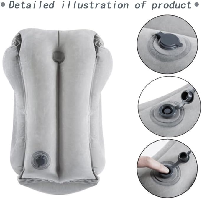 Miniatura 4 de Almohada inflable de viaje para aviones, almohada de apoyo para el cuello para vuelos largos, almohada portátil y cómoda para dormir en avión,
