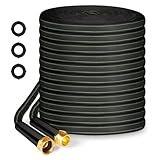Garden Hose 75ft Flexible Water Hose Non-Expandable High Pressure Kink-Free Leakproof Durable Portable Lightweight Outdoor Yard Lawn Black Fabric Watering Hose with 3/4' Aluminum Fittings