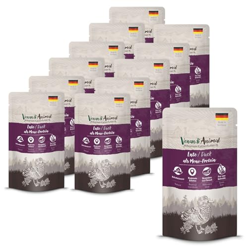 Venandi Animal - Premium Nassfutter für Katzen - Ente als Monoprotein 12er Pack (12 x 125 g), getreidefrei, Monoprotein