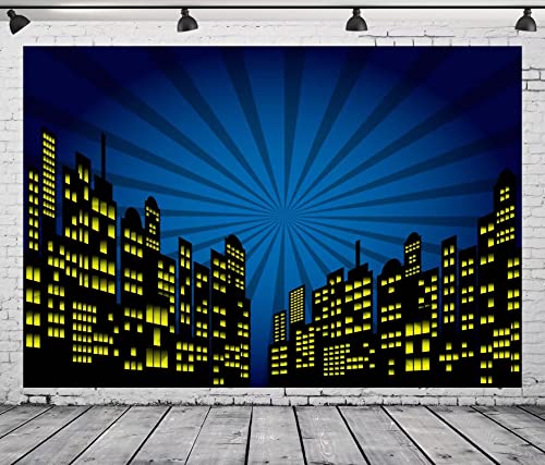 Toile de fond super ville de dessin animé 10x6.5ft en impression haute définition
