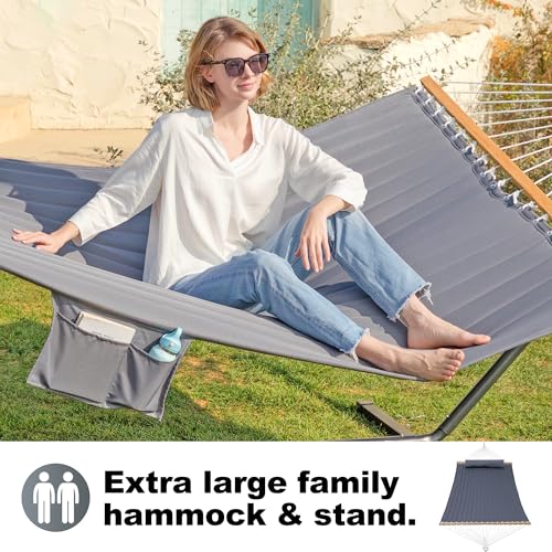 Image of GAFETE 2 Person Hammock with Stand for Outside, Heavy Duty Steel Stand