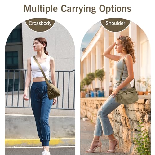 Image of Canvas Crossbody Bag for Women, Shoulder Bag with Pockets, Casual Travel Messenger Bag
