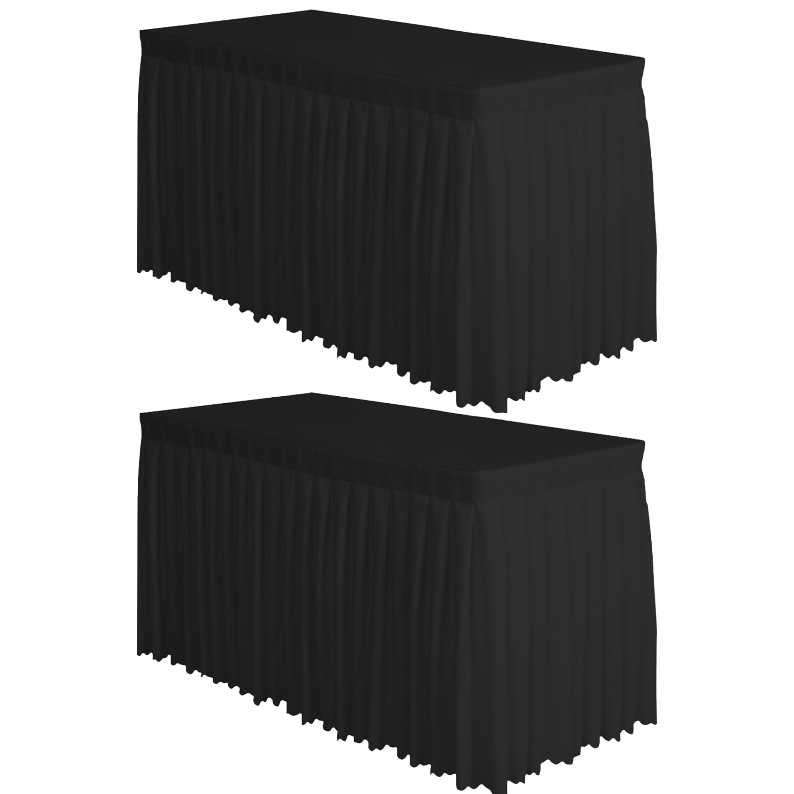 Surmente 2 Pack Black Table Skirt, 14ft Polyester Tablecloth for Weddings, Banquets, or Restaurants