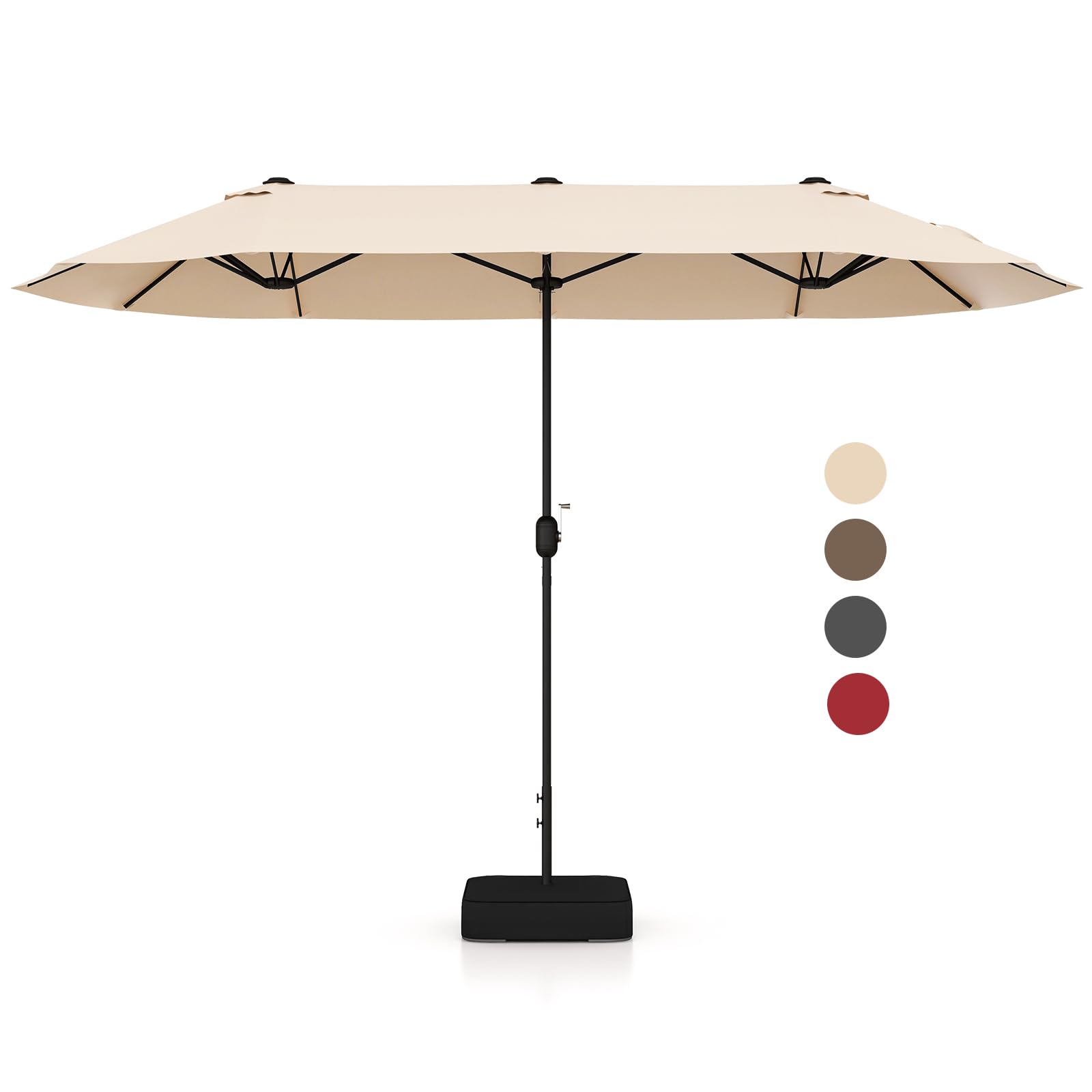 KOMFOTTEU Ombrellone da Giardino Doppio 396x201cm, Ombrellone Rettangolare con Manovella e Base, Ombrellone da Balcone Grande Impermeabile, Ombrellone da Patio per Piscina, Terrazzo, Cortile