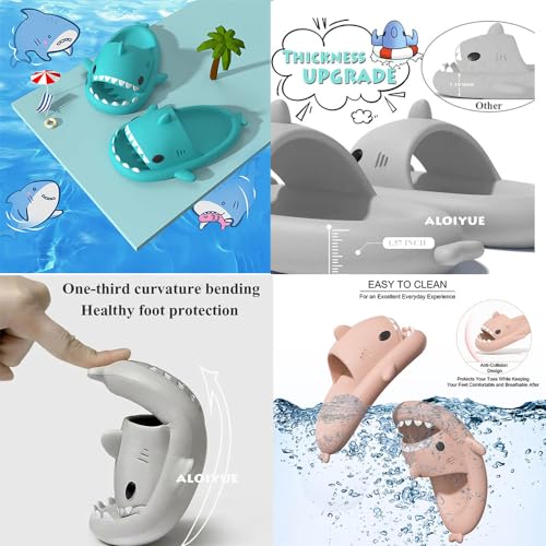 Generic Shark Slippers for Women Men, Couple Thick Sole Cloud Shark Slides, Cute Anti-slip Beach Bathroom Shark Sandals Sunmmer3