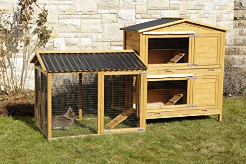 Kerbl Nager Freigehege „Appartement Pro“ aus lasiertem Holz mit Kunststoffdach, Wetterfest, 115 x 85 x 90 cm – Bild 4