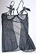 Eternatastic Women Mesh Cupless Babydoll Sleepwear Lingerie Set Thong Black M