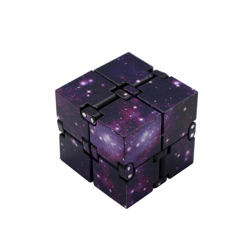 XUE Infinity Cube Fidget Cube Toy for Adults Kids Relieve Stress Anxiety Cool Hand Fidget Stress Toy, Toys Infinite Cube for Anxiety Disorder,Autism, Starry Sky (Color : Purple starry sky)