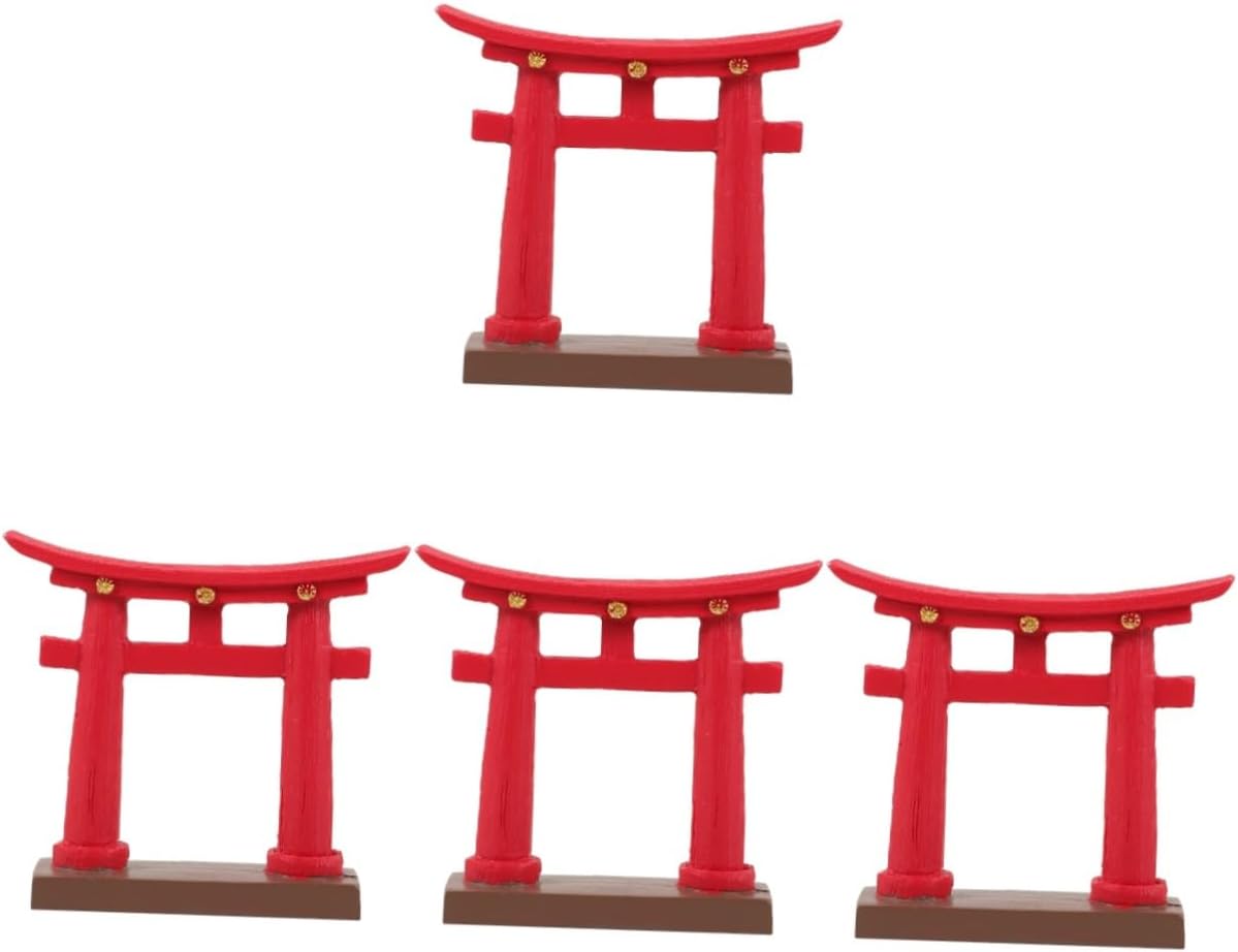 PRETYZOOM 4pcs Japanese Gate Craft Miniature Decor Garden Micro Landscape Prop Home Outdoor Decoration