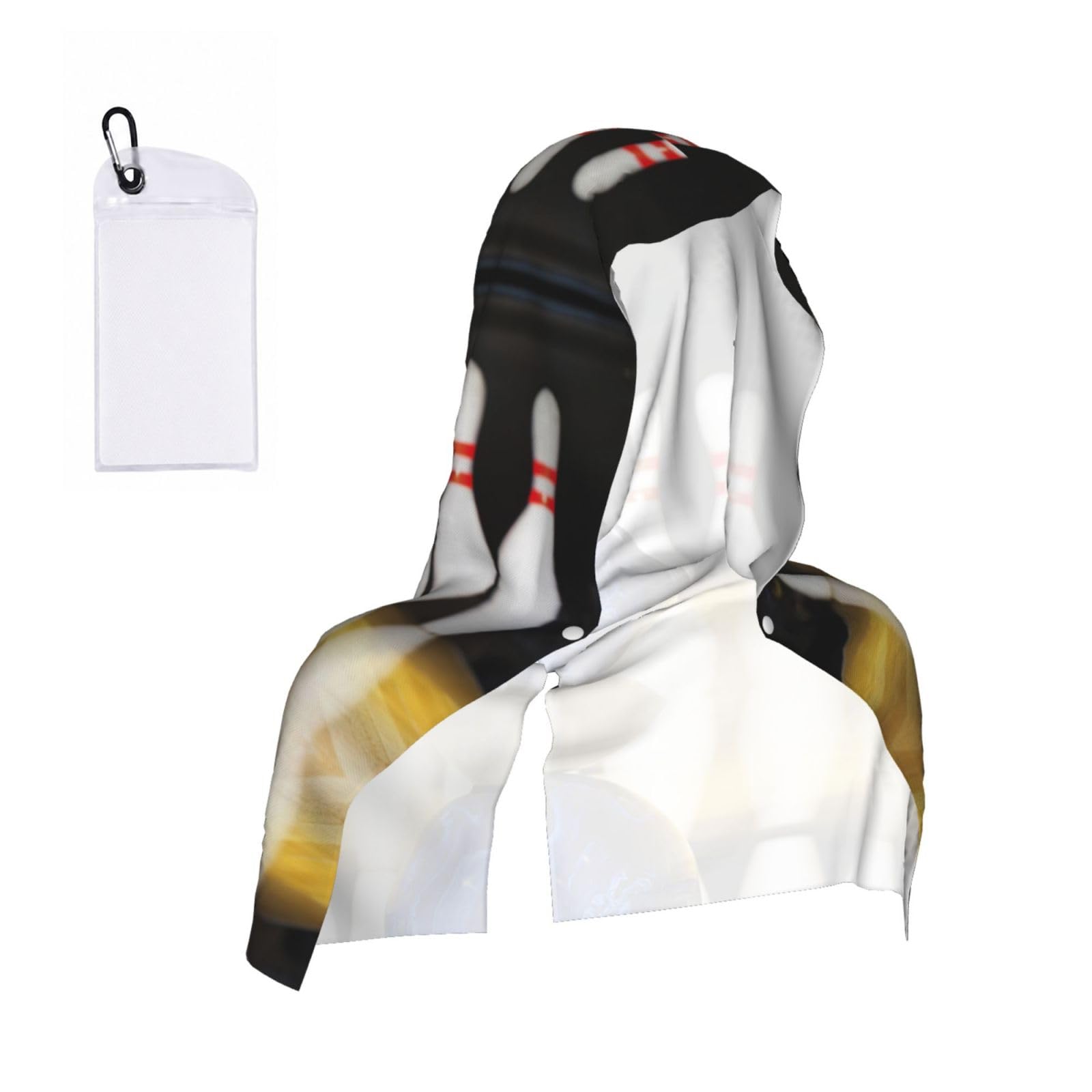SATUSA Bowling Print Cooling Hoodie Towel, Cooling Towels For Neck And Face, Quick Drying Absorbent Cooling Head Towel Beach Camping Gym Construction(2pcs)