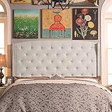Rosevera Noblesville Upholstered Linen Button Tufted Wingback with Nailhead Headboard Easy Assemble,...