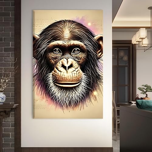 Décoration murale d'art abstrait chimpanzé 40x60